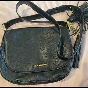 Michael Kors Black Pebble Leather Crossbody Bag.